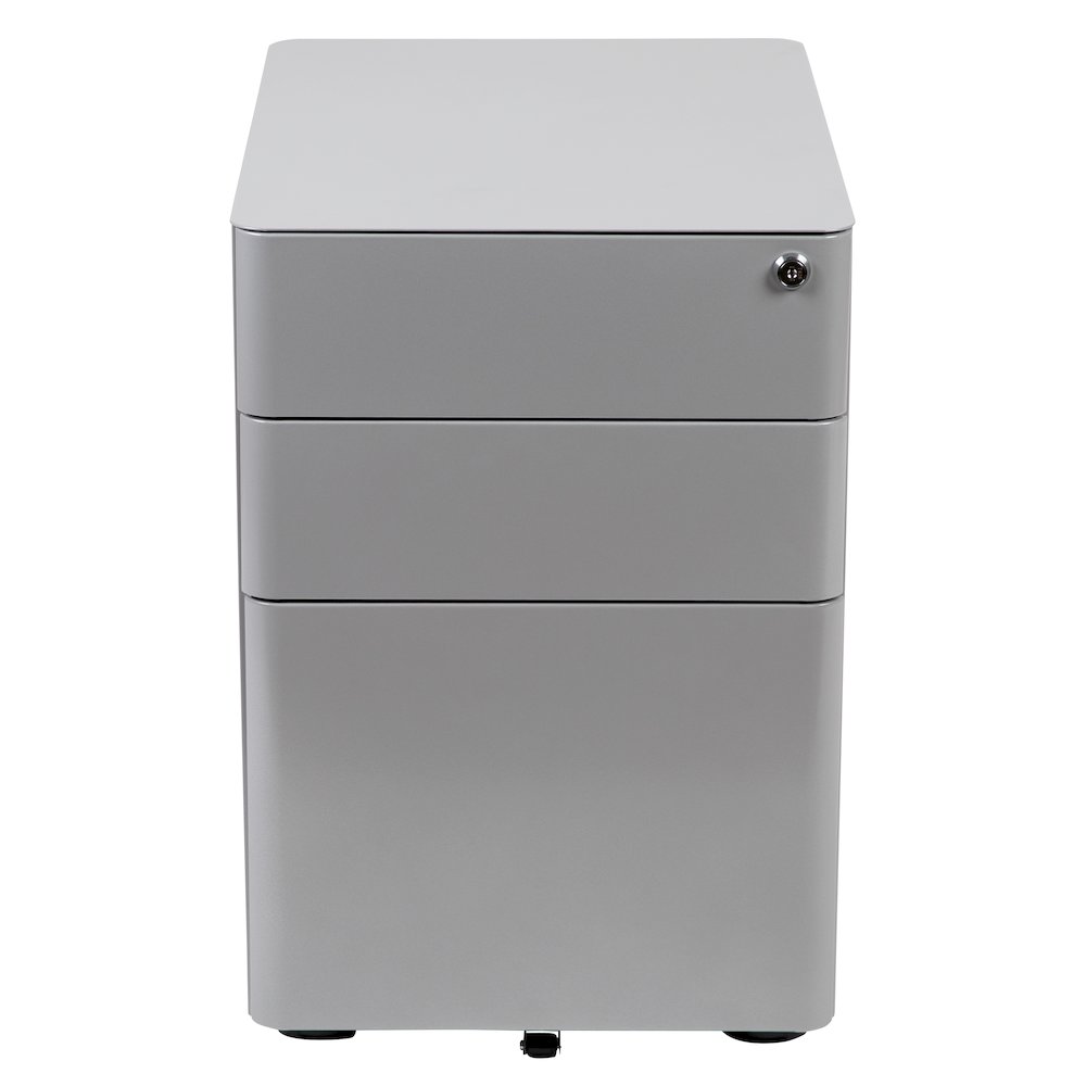 Modern 3-Drawer Mobile Locking Filing Cabinet with Anti-Tilt Mechanism and Hanging Drawer for Legal & Letter Files, Gray