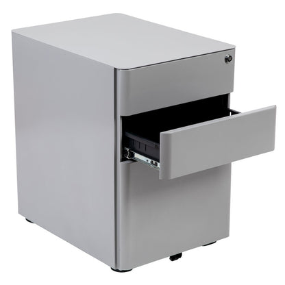 Modern 3-Drawer Mobile Locking Filing Cabinet with Anti-Tilt Mechanism and Hanging Drawer for Legal & Letter Files, Gray