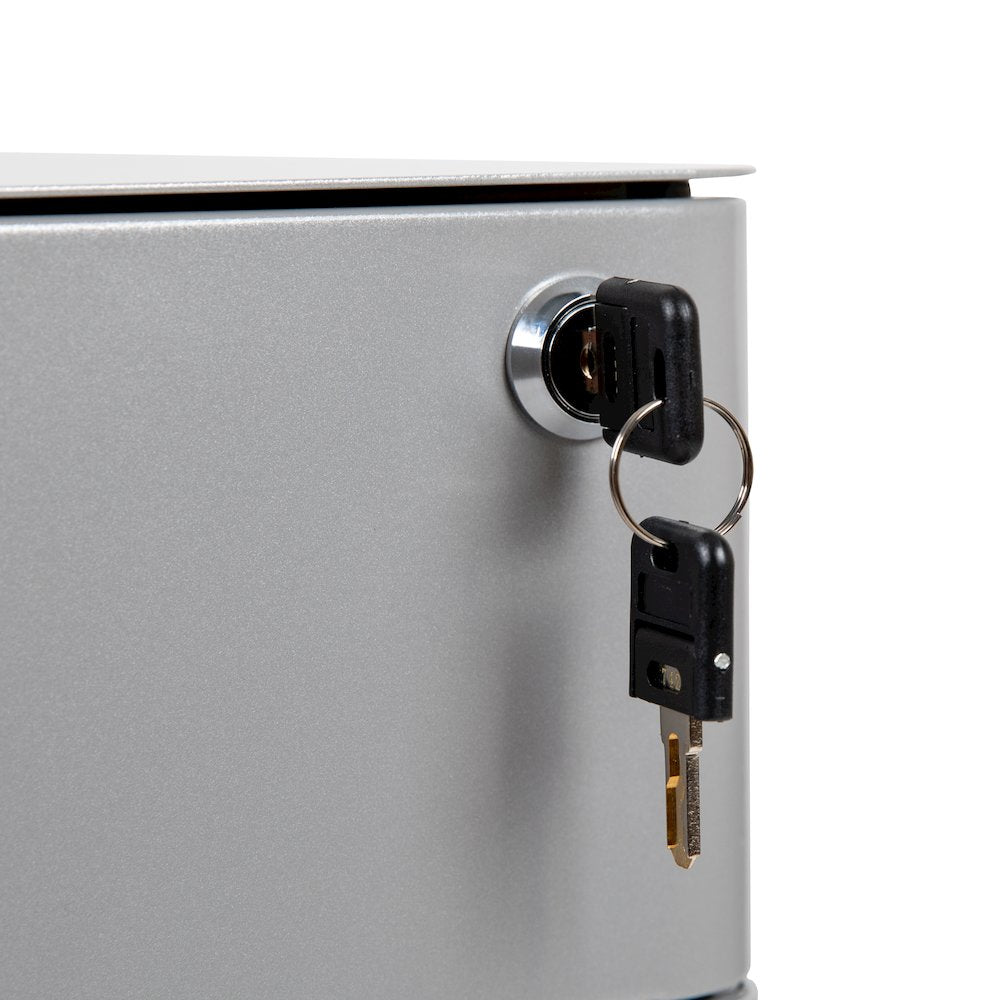 Modern 3-Drawer Mobile Locking Filing Cabinet with Anti-Tilt Mechanism and Hanging Drawer for Legal & Letter Files, Gray