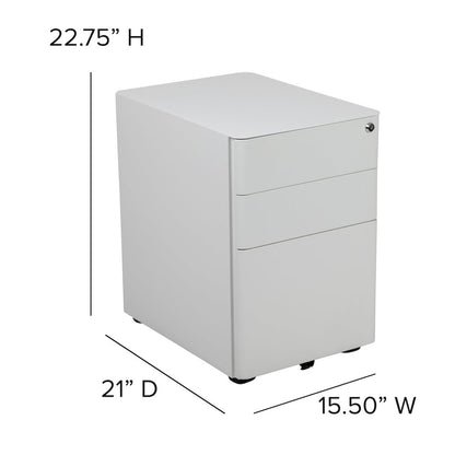 3-Drawer Mobile Locking Filing Cabinet with Anti-Tilt Mechanism, White