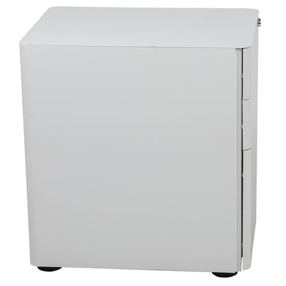 3-Drawer Mobile Locking Filing Cabinet with Anti-Tilt Mechanism, White