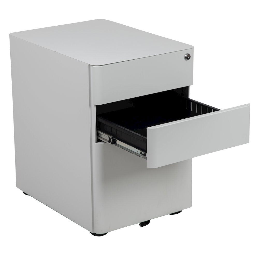 3-Drawer Mobile Locking Filing Cabinet with Anti-Tilt Mechanism, White