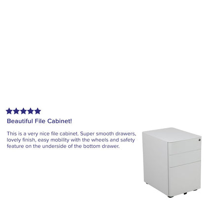 3-Drawer Mobile Locking Filing Cabinet with Anti-Tilt Mechanism, White