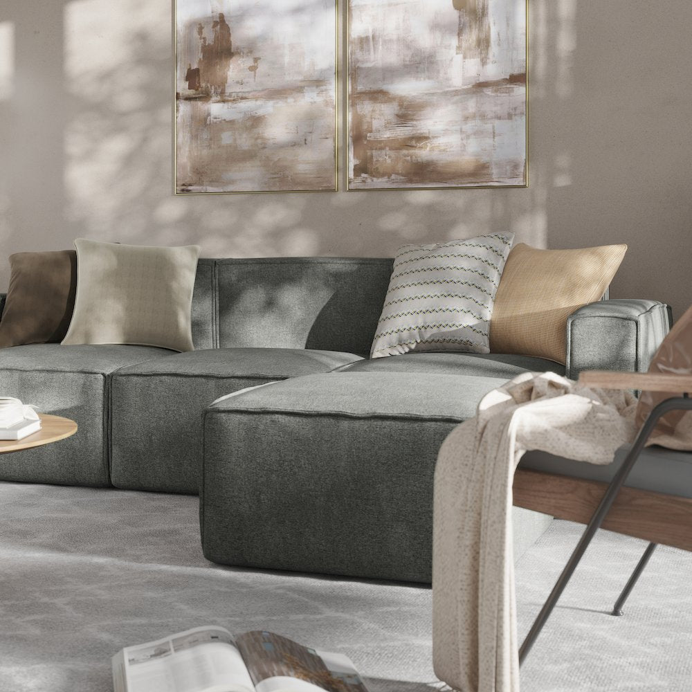 Bridgetown Luxury Modular 4 Piece Sectional Sofa, Dark Gray