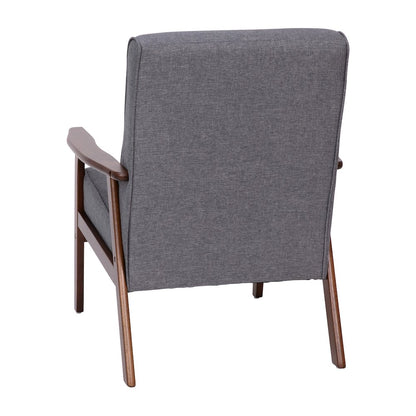 Faux Linen Upholstered Arm Chair with Walnut Finished Wooden Frame