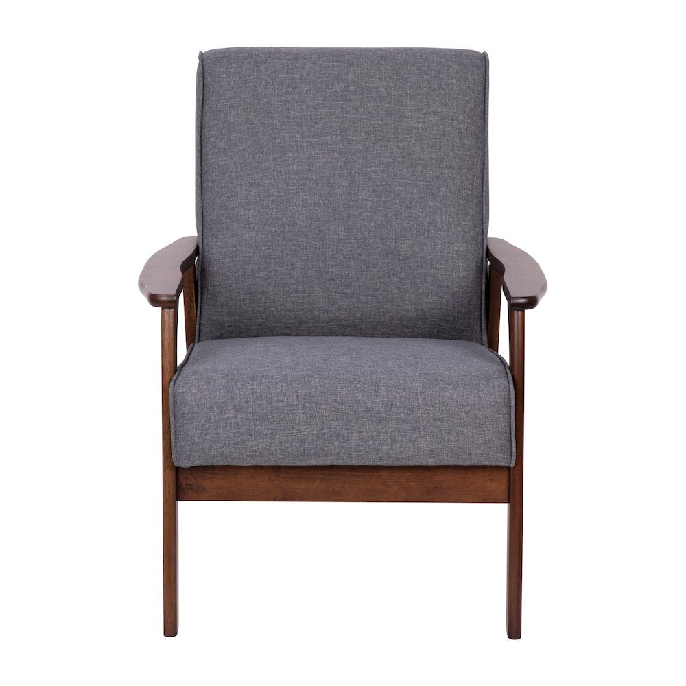 Faux Linen Upholstered Arm Chair with Walnut Finished Wooden Frame