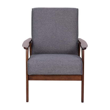 Faux Linen Upholstered Arm Chair with Walnut Finished Wooden Frame