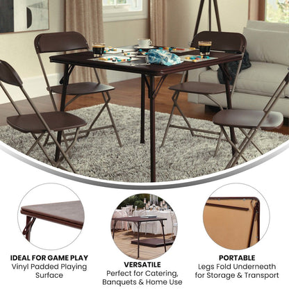 Brown Folding Card Table - with Collapsible Legs