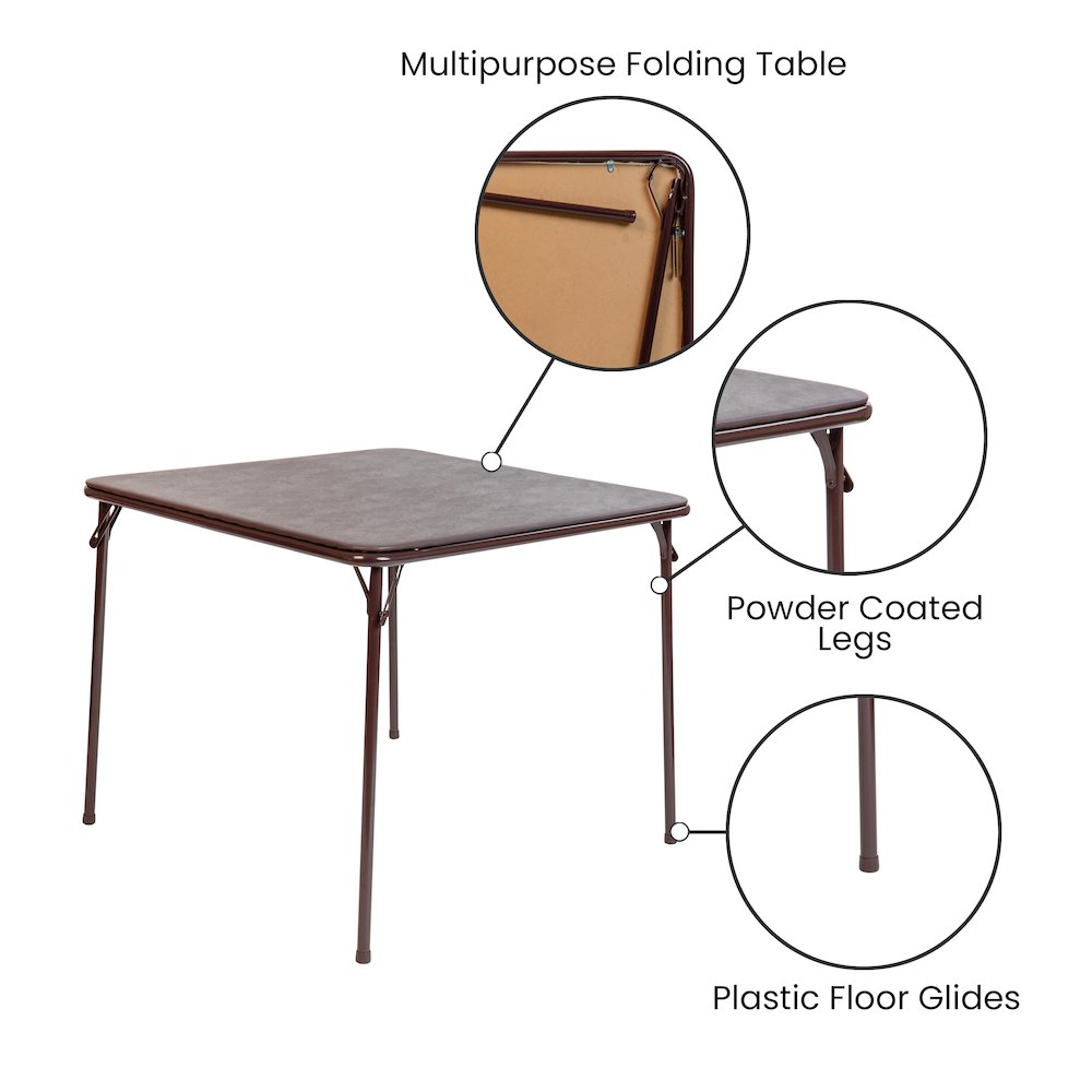 Brown Folding Card Table - with Collapsible Legs