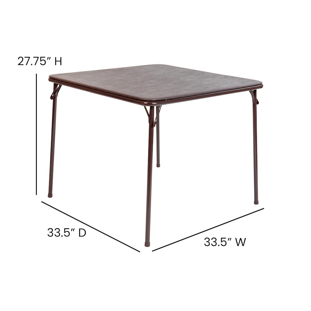 Brown Folding Card Table - with Collapsible Legs