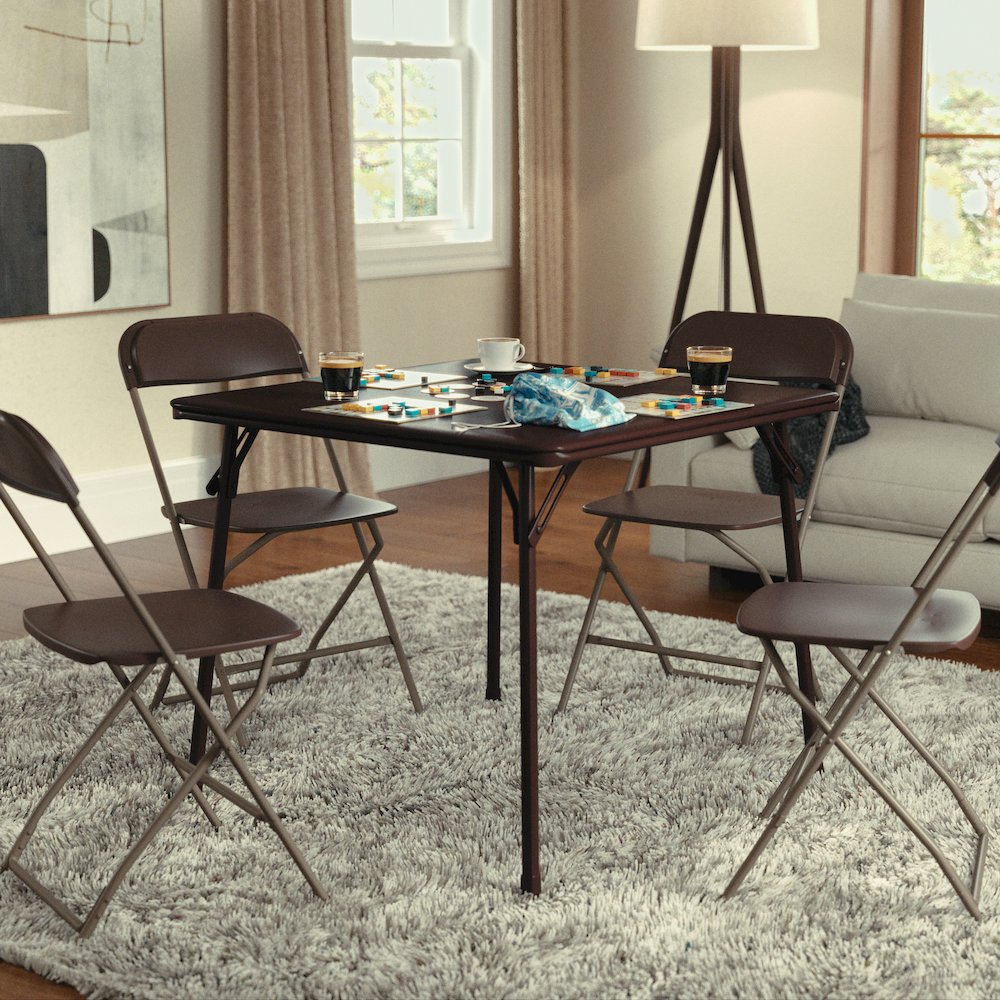Brown Folding Card Table - with Collapsible Legs