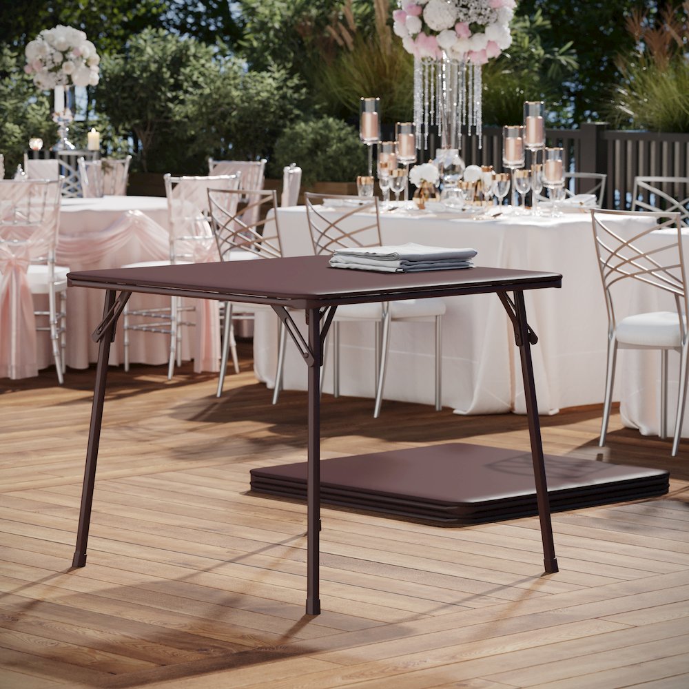 Brown Folding Card Table - with Collapsible Legs