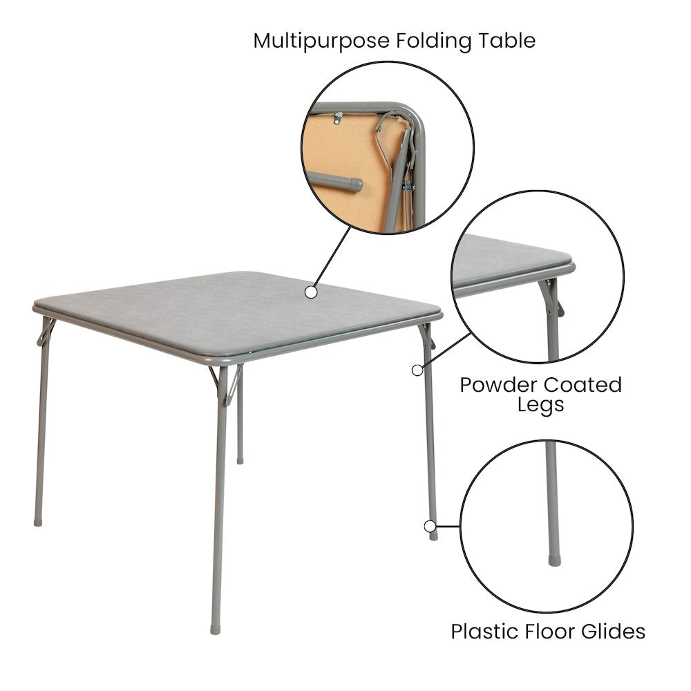 Gray Folding Card Table - with Collapsible Legs