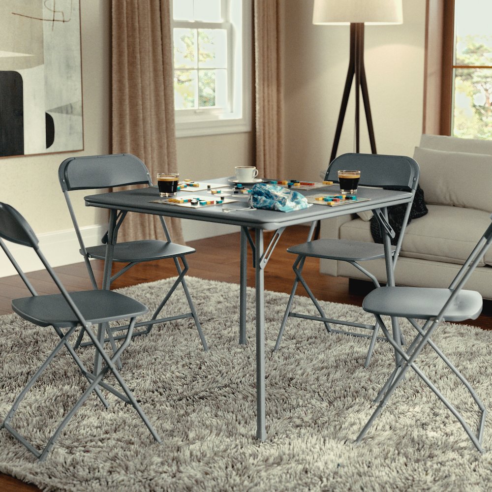 Gray Folding Card Table - with Collapsible Legs