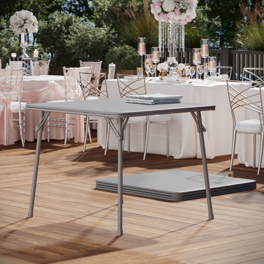 Gray Folding Card Table - with Collapsible Legs