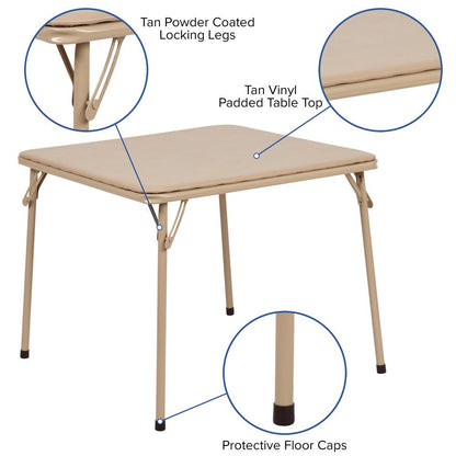 Kids Tan 5 Piece Folding Table and Chair Set