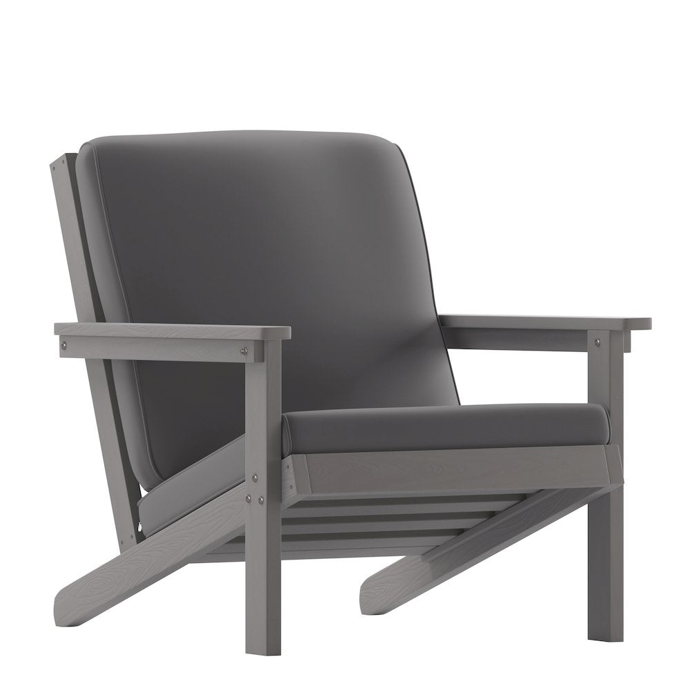 Adirondack Style Deep Seat Patio Club Chair with Cushions, Gray/Gray