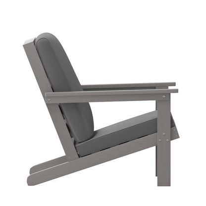 Adirondack Style Deep Seat Patio Club Chair with Cushions, Gray/Gray