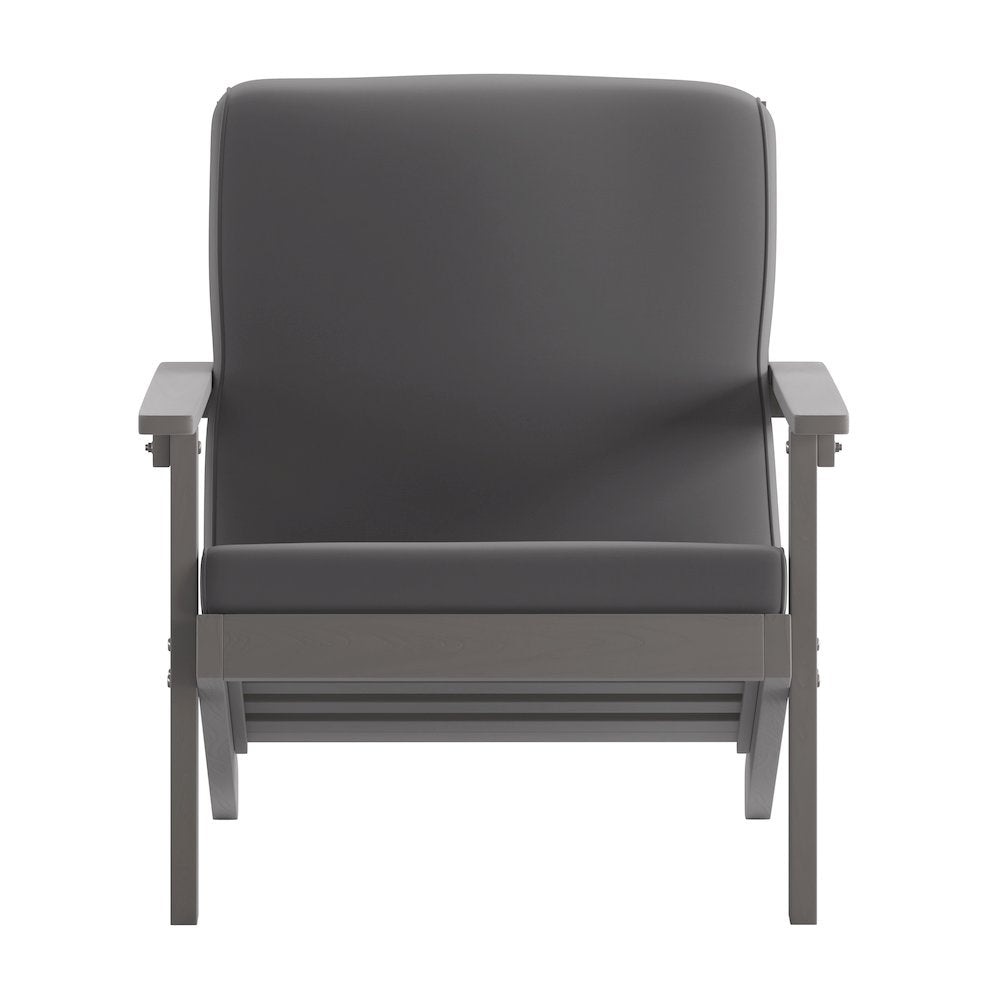 Adirondack Style Deep Seat Patio Club Chair with Cushions, Gray/Gray