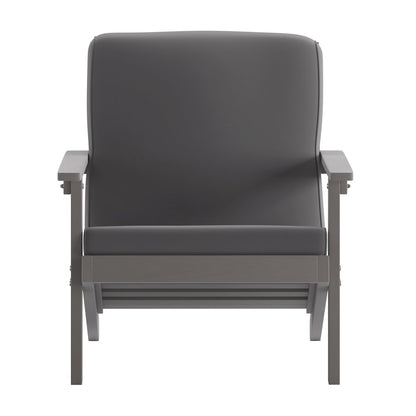Adirondack Style Deep Seat Patio Club Chair with Cushions, Gray/Gray