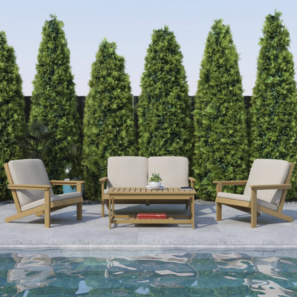 Adirondack Style Deep Seat Patio Loveseat with Cushions, Natural Cedar/Cream