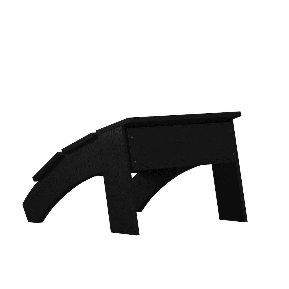Modern All-Weather Poly Resin Wood Adirondack Ottoman Foot Rest in Black