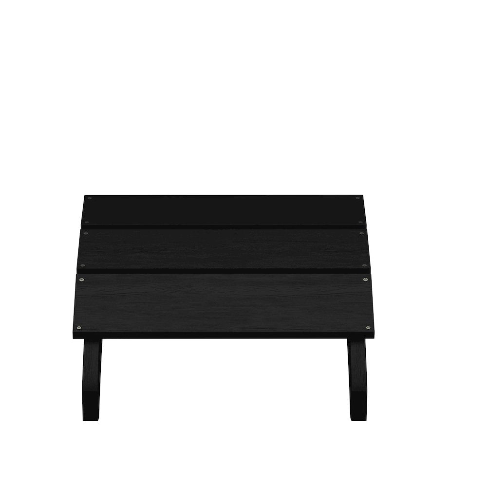 Modern All-Weather Poly Resin Wood Adirondack Ottoman Foot Rest in Black
