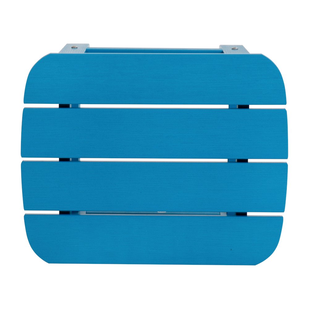 2 Pack All-Weather Poly Resin Wood Adirondack Chairs with Side Table in Blue
