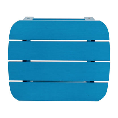 2 Pack All-Weather Poly Resin Wood Adirondack Chairs with Side Table in Blue