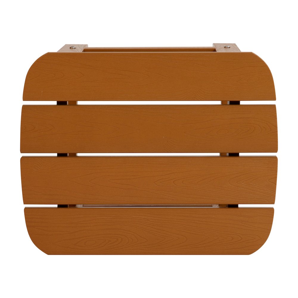 2 Pack All-Weather Poly Resin Wood Adirondack Chairs with Side Table in Teak