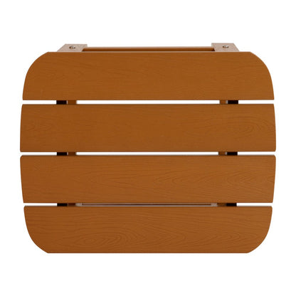 2 Pack All-Weather Poly Resin Wood Adirondack Chairs with Side Table in Teak