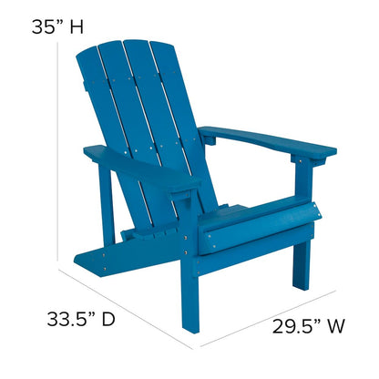 Commercial All-Weather Poly Resin Wood Adirondack Chair in Blue