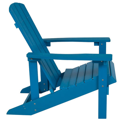 Commercial All-Weather Poly Resin Wood Adirondack Chair in Blue