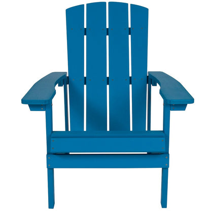 Commercial All-Weather Poly Resin Wood Adirondack Chair in Blue