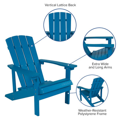 Commercial All-Weather Poly Resin Wood Adirondack Chair in Blue