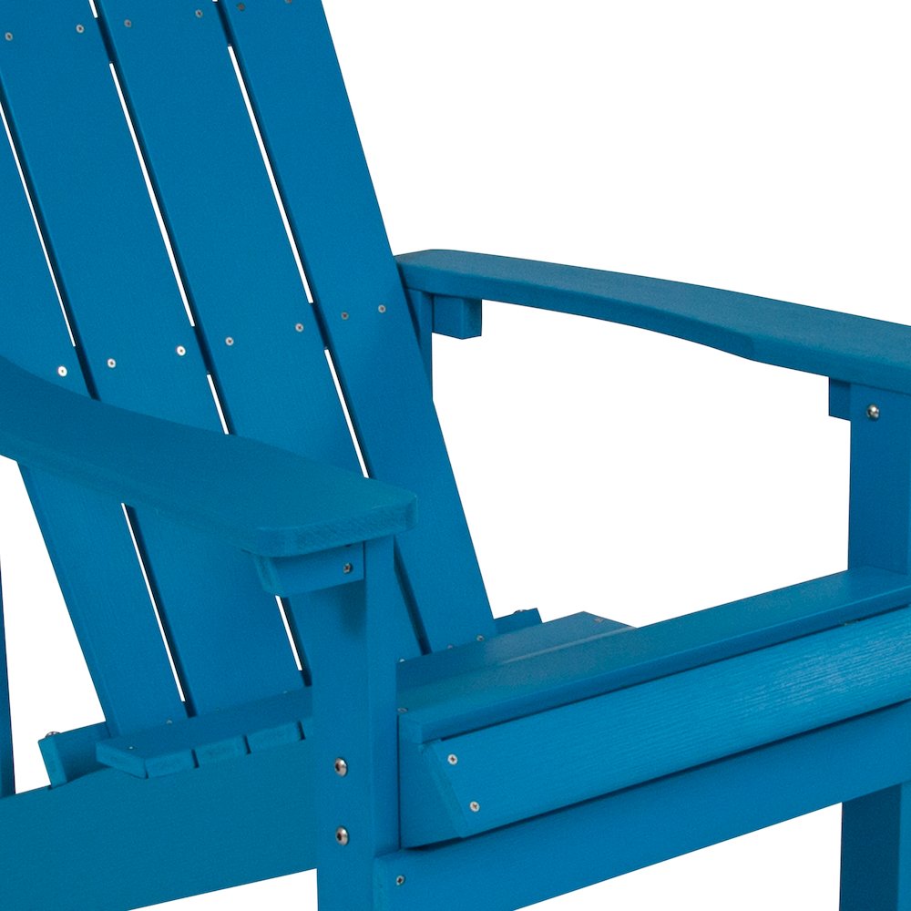 Commercial All-Weather Poly Resin Wood Adirondack Chair in Blue