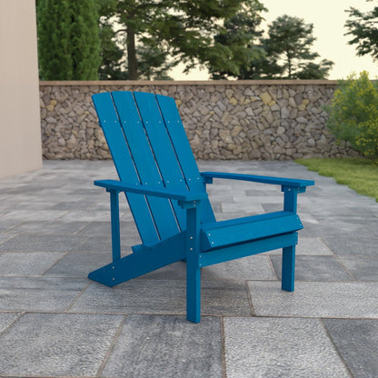 Commercial All-Weather Poly Resin Wood Adirondack Chair in Blue
