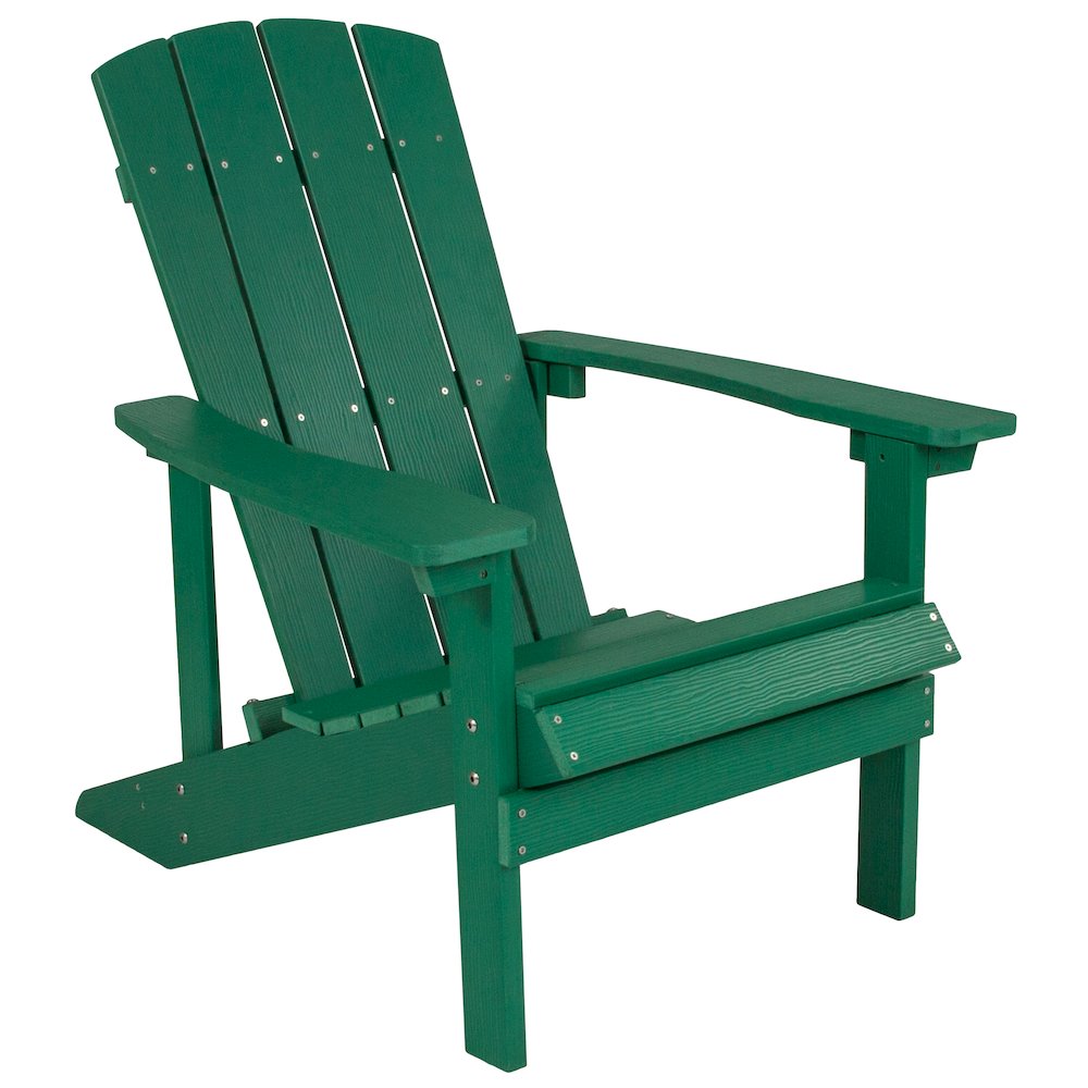Commercial All-Weather Poly Resin Wood Adirondack Chair in Green