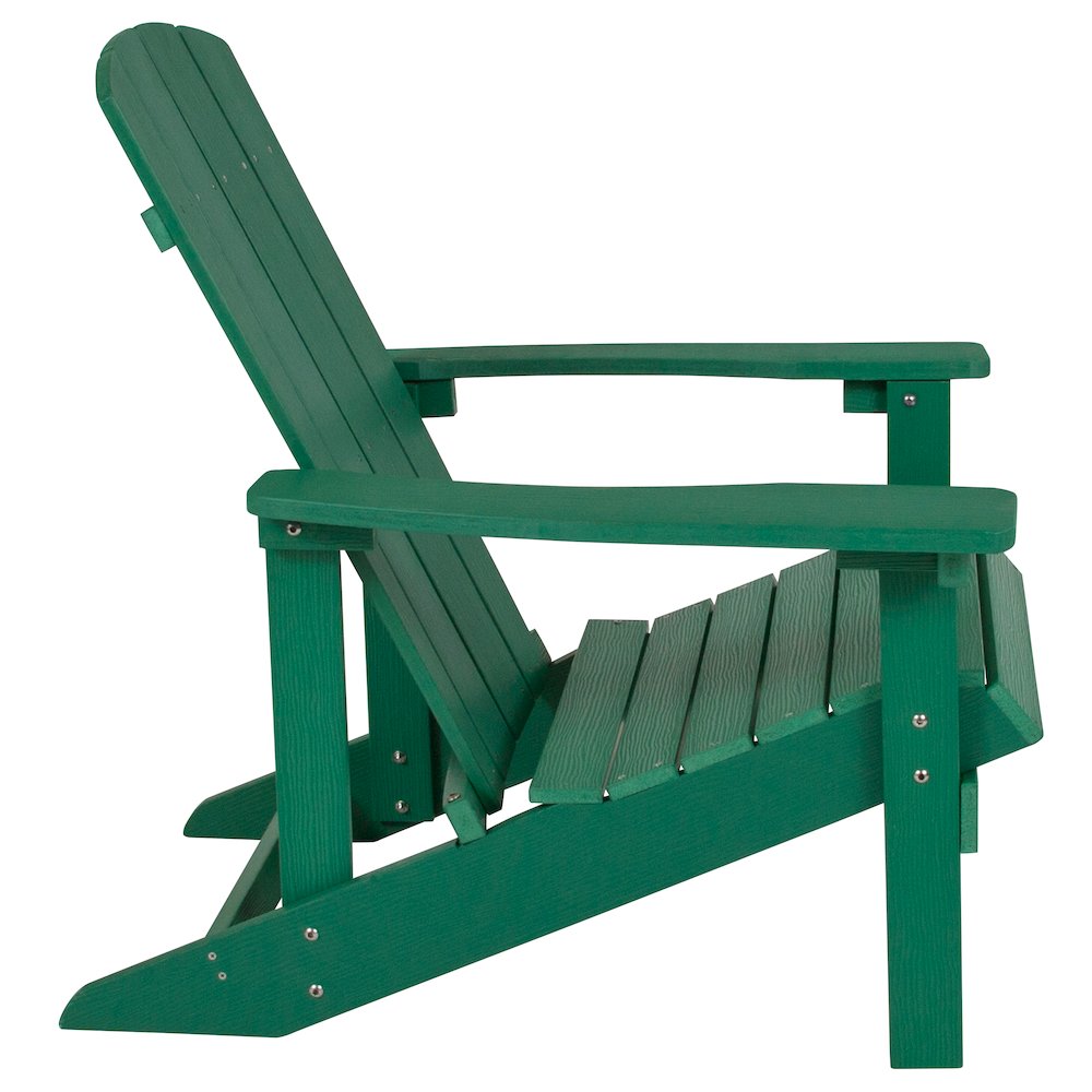 Commercial All-Weather Poly Resin Wood Adirondack Chair in Green
