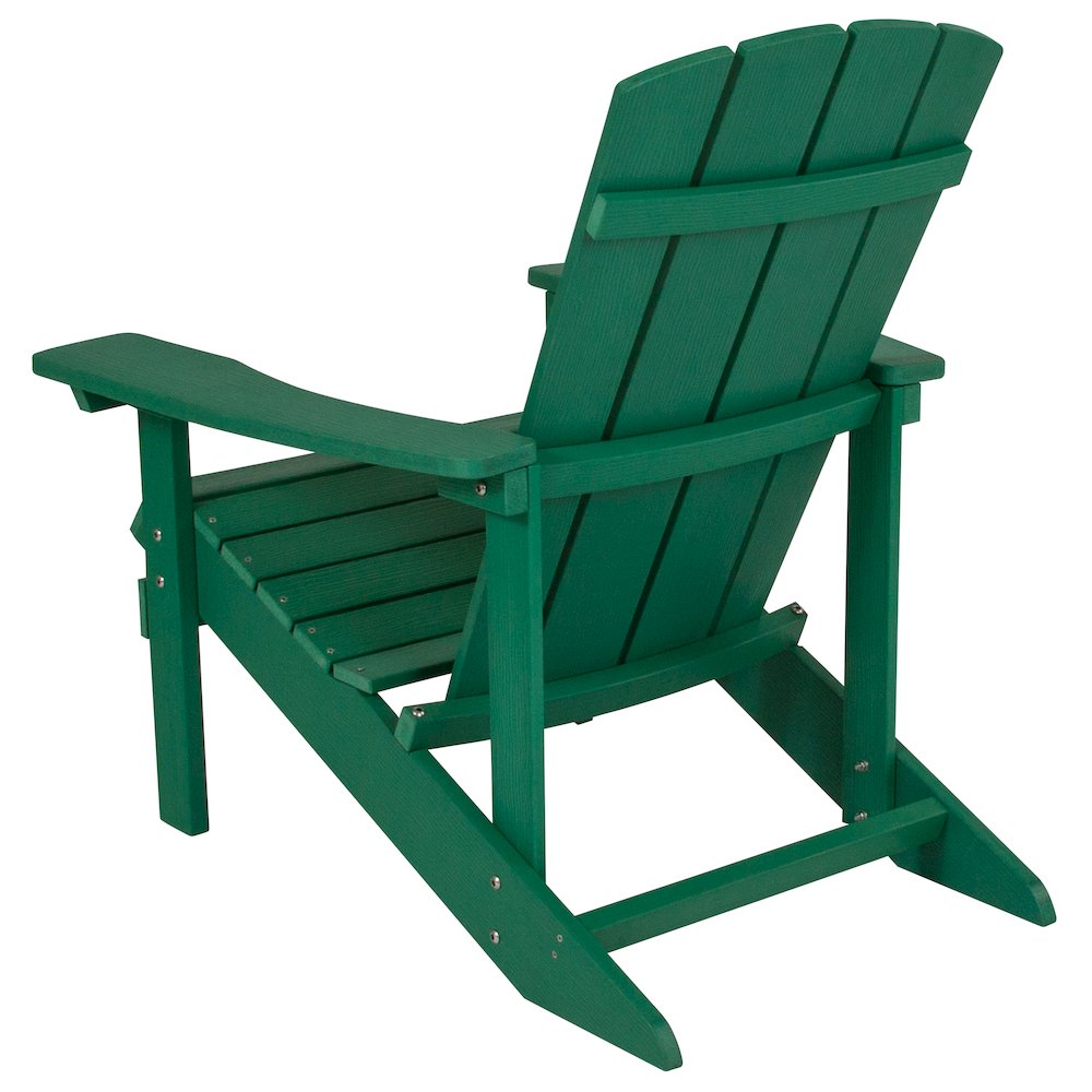 Commercial All-Weather Poly Resin Wood Adirondack Chair in Green
