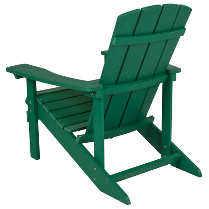 Commercial All-Weather Poly Resin Wood Adirondack Chair in Green
