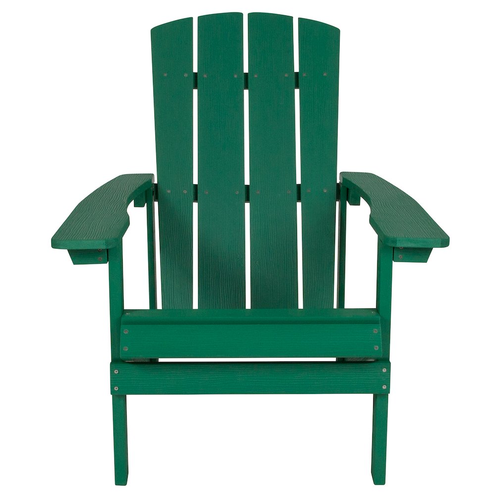 Commercial All-Weather Poly Resin Wood Adirondack Chair in Green
