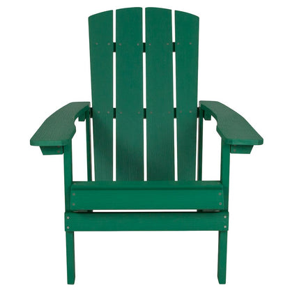 Commercial All-Weather Poly Resin Wood Adirondack Chair in Green