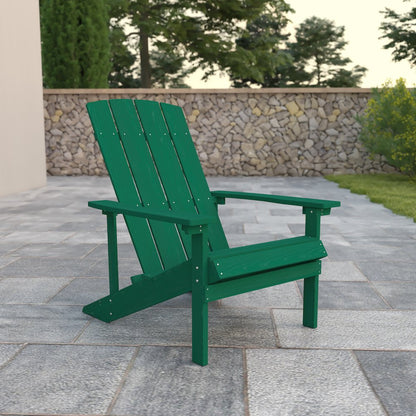 Commercial All-Weather Poly Resin Wood Adirondack Chair in Green
