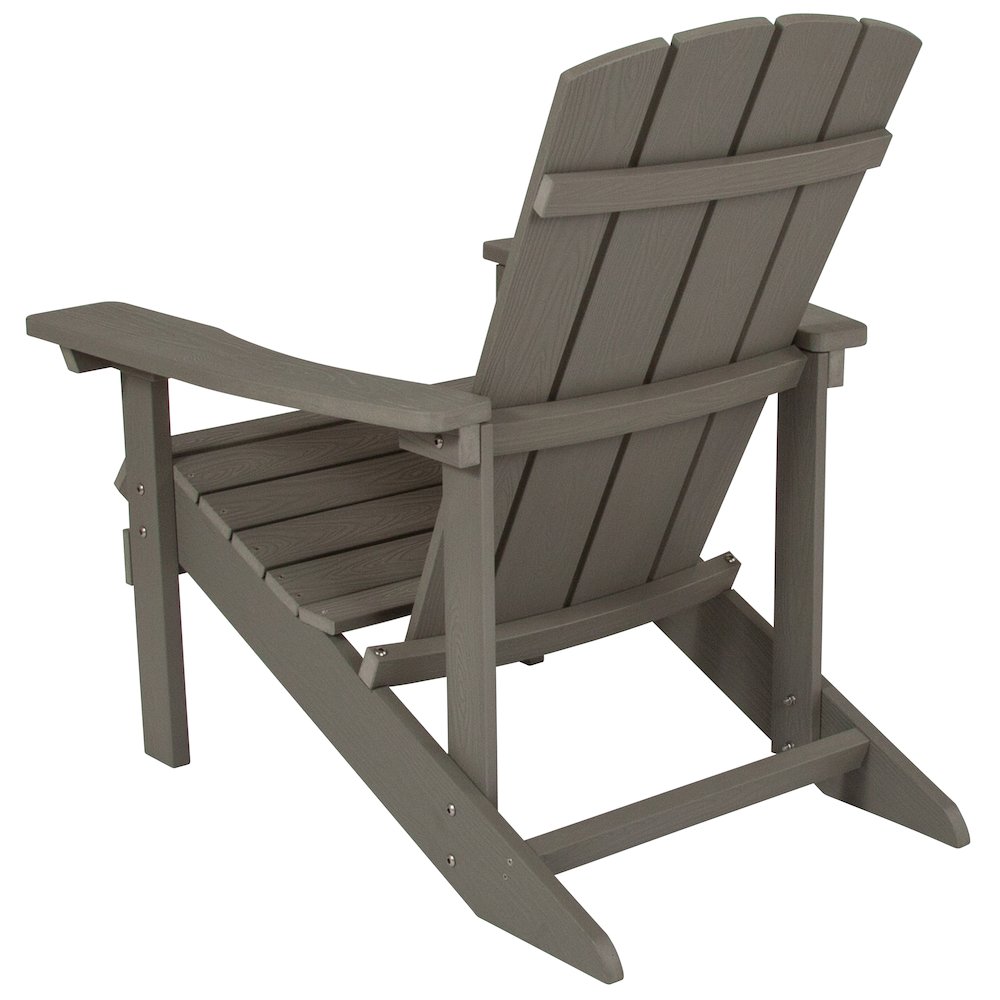 Commercial All-Weather Poly Resin Wood Adirondack Chair in Gray
