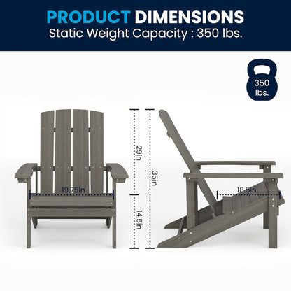 Commercial All-Weather Poly Resin Wood Adirondack Chair in Gray