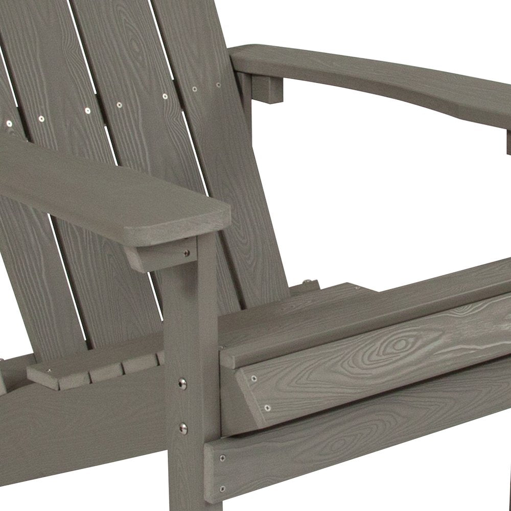 Commercial All-Weather Poly Resin Wood Adirondack Chair in Gray