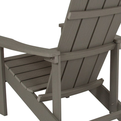 Commercial All-Weather Poly Resin Wood Adirondack Chair in Gray