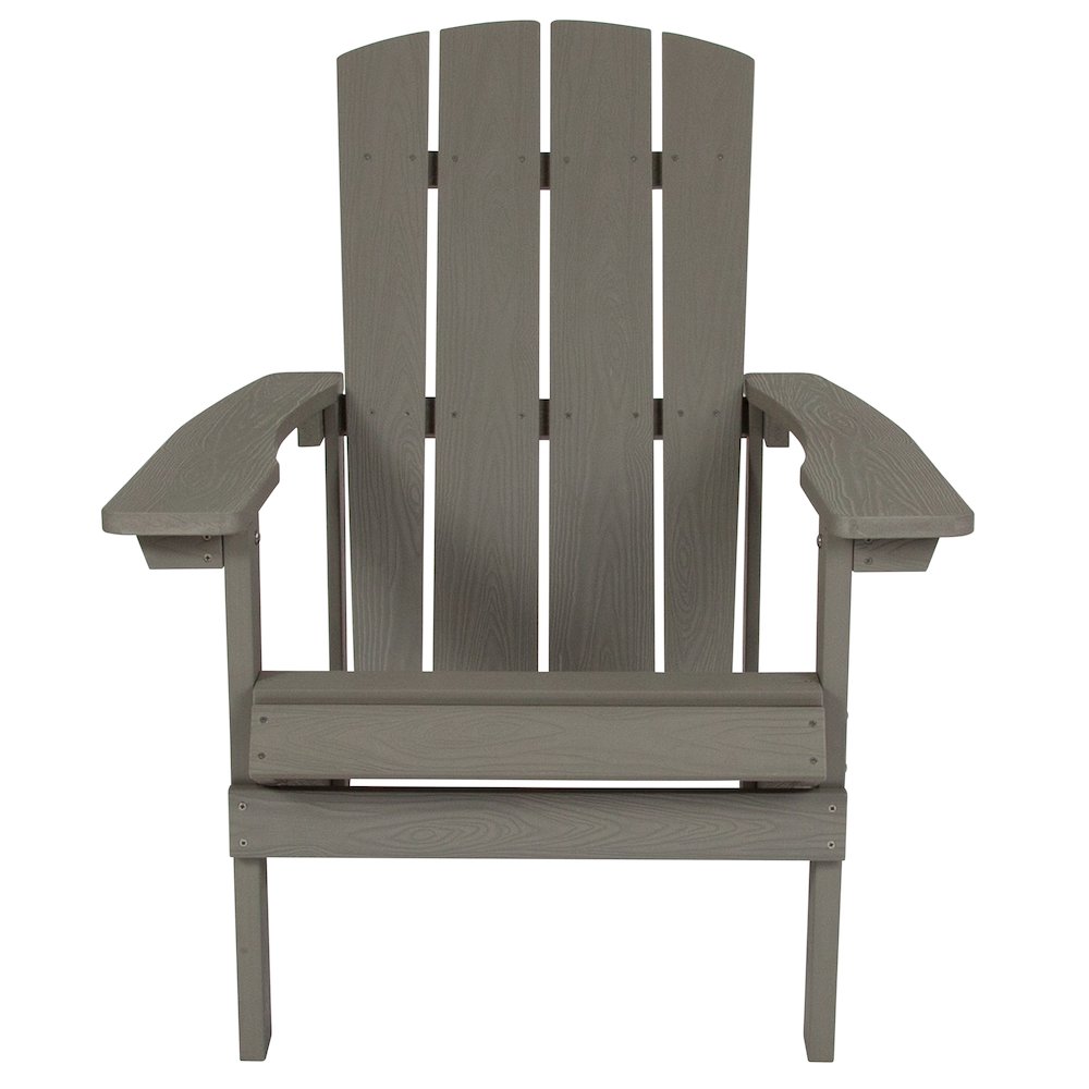Commercial All-Weather Poly Resin Wood Adirondack Chair in Gray