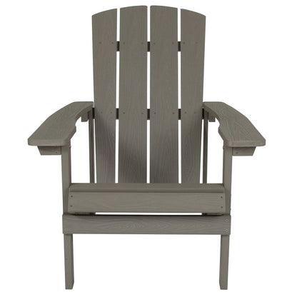 Commercial All-Weather Poly Resin Wood Adirondack Chair in Gray